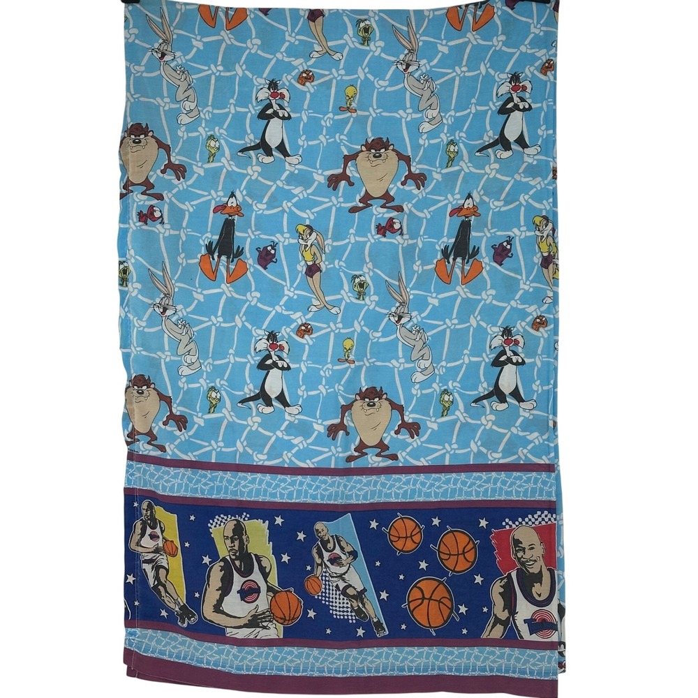 Vintage 1996‎ Space Jam Twin Flat Sheet Michael Jordan Looney Tunes Bugs Bunny
